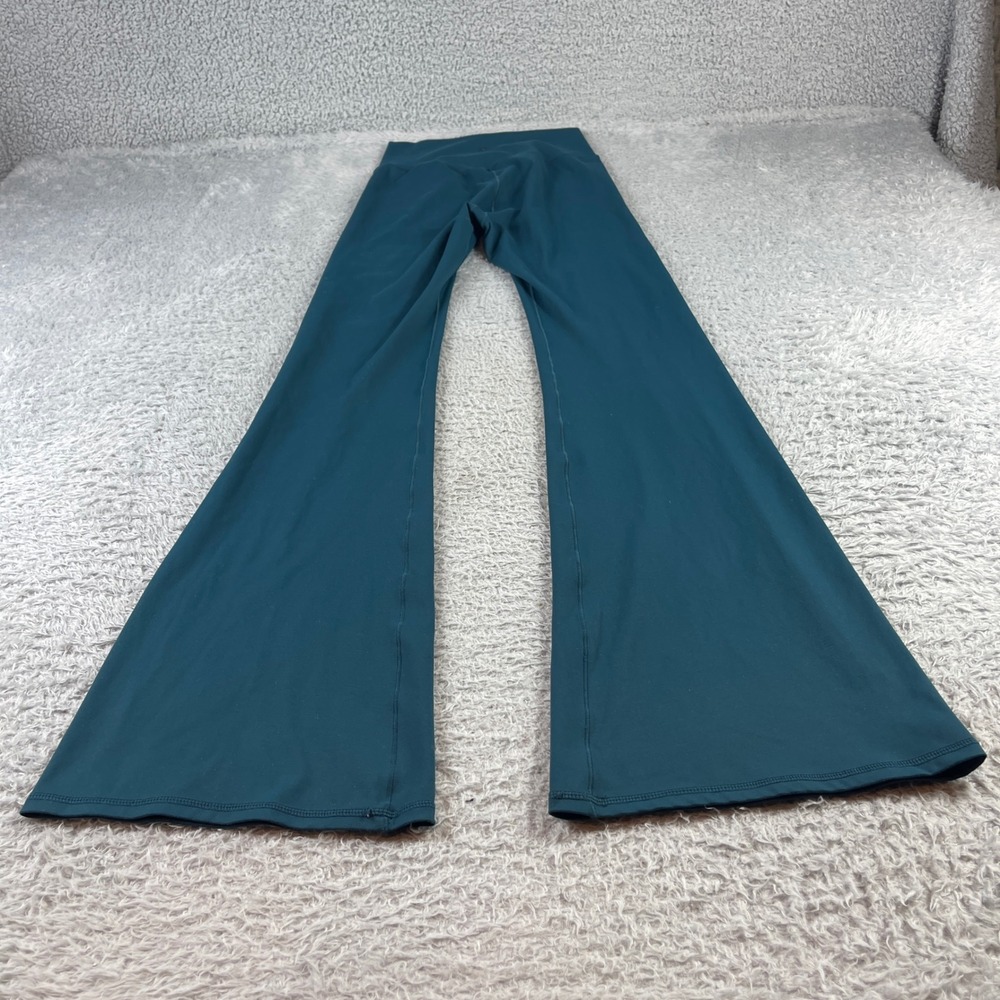 PAC 1980 Womens High Waisted Flare Leggings Teal Green Small Activewear Yoga - Picture 7 of 8